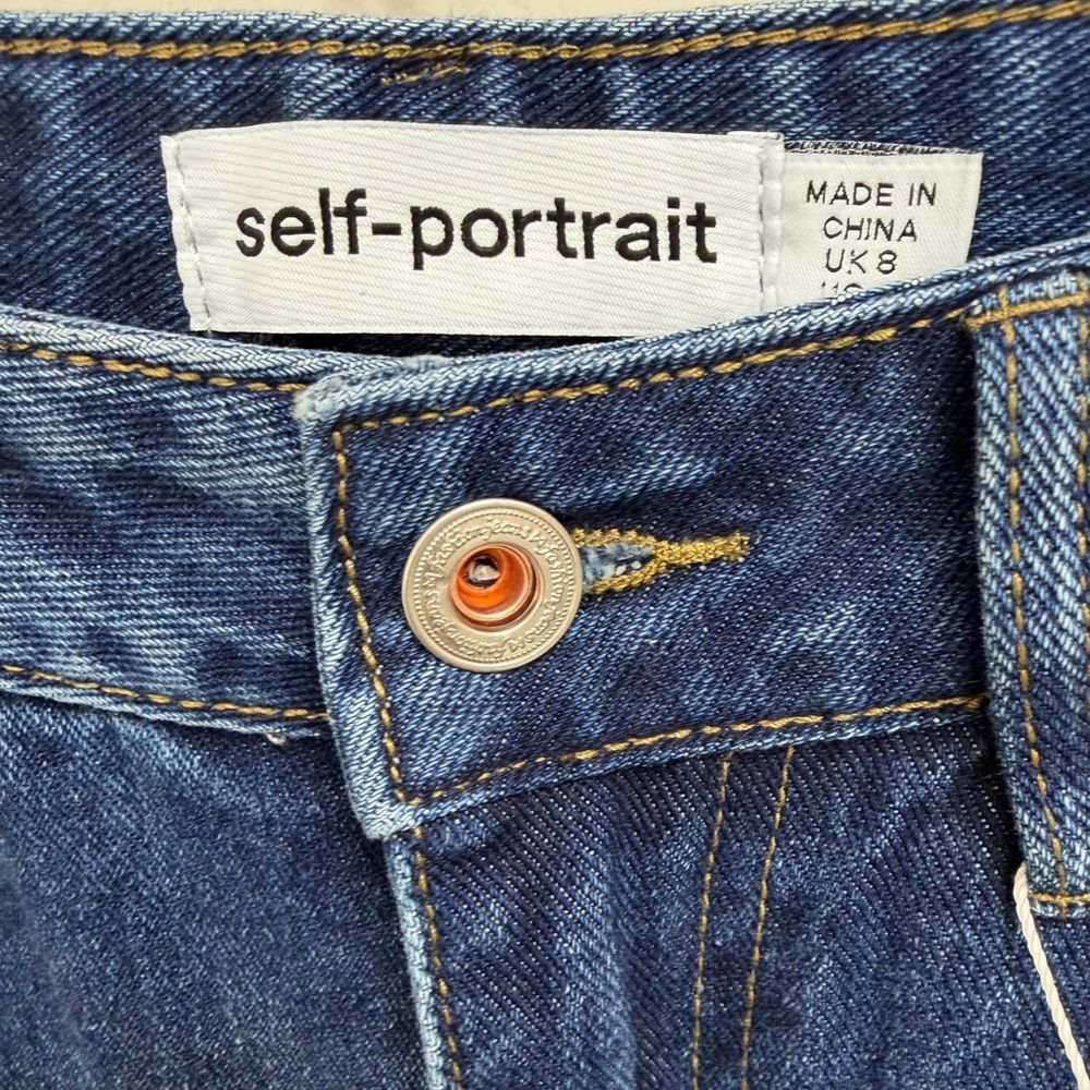 NWT Self Portrait Cargo Jean Wide Leg Denim Size 4 - Picture 11 of 12